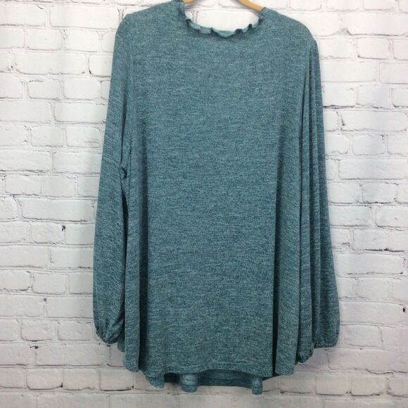 Bloomchic Sweater Women's Plus 22/24 Heathered Teal Lace Inserts Business Casual - Picture 9 of 10